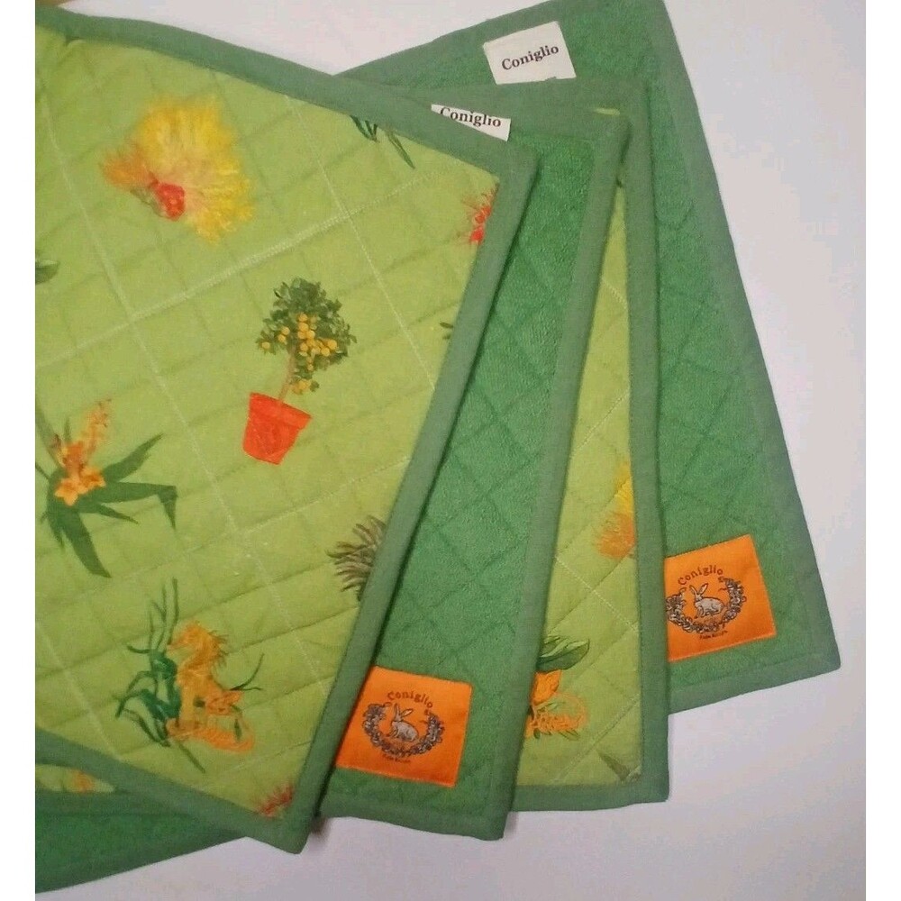 Coniglio Palm Beach Placemats Set Of 4 Reversible Tropical Print/ Green NWT $250 - Picture 3 of 16